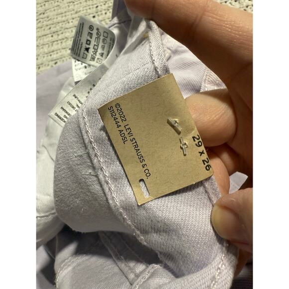 NWT Levis 501 Crop Jeans Womens 29 x26 Light Lilac Purple Raw Hem Straight Leg - Picture 8 of 14